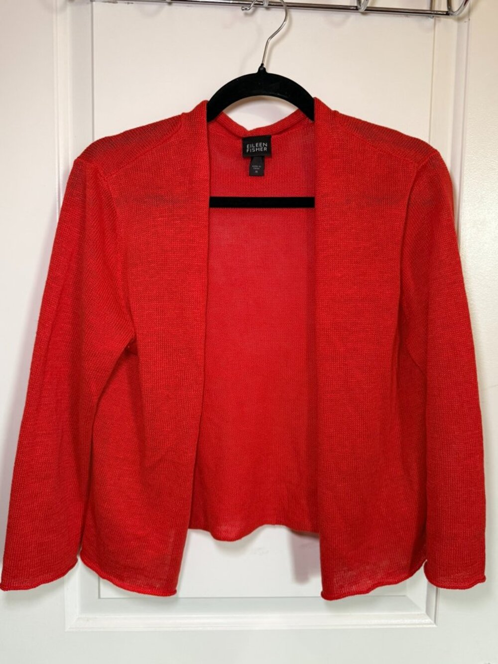Eileen Fisher 100% ORGANIC LINEN Lightweight Sheer Open Front Cardigan